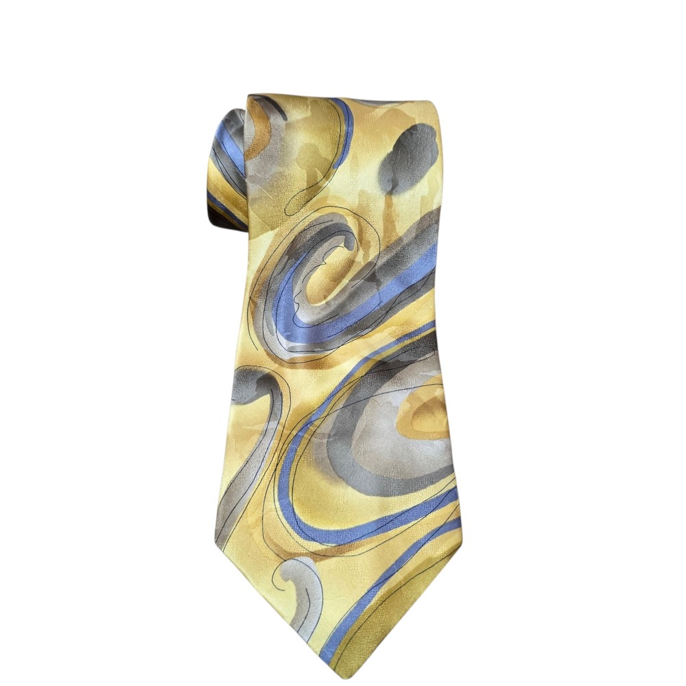Jerry Garcia Drummers Collection Silk Necktie 58" Gold Blue Gray Abstract 1996
